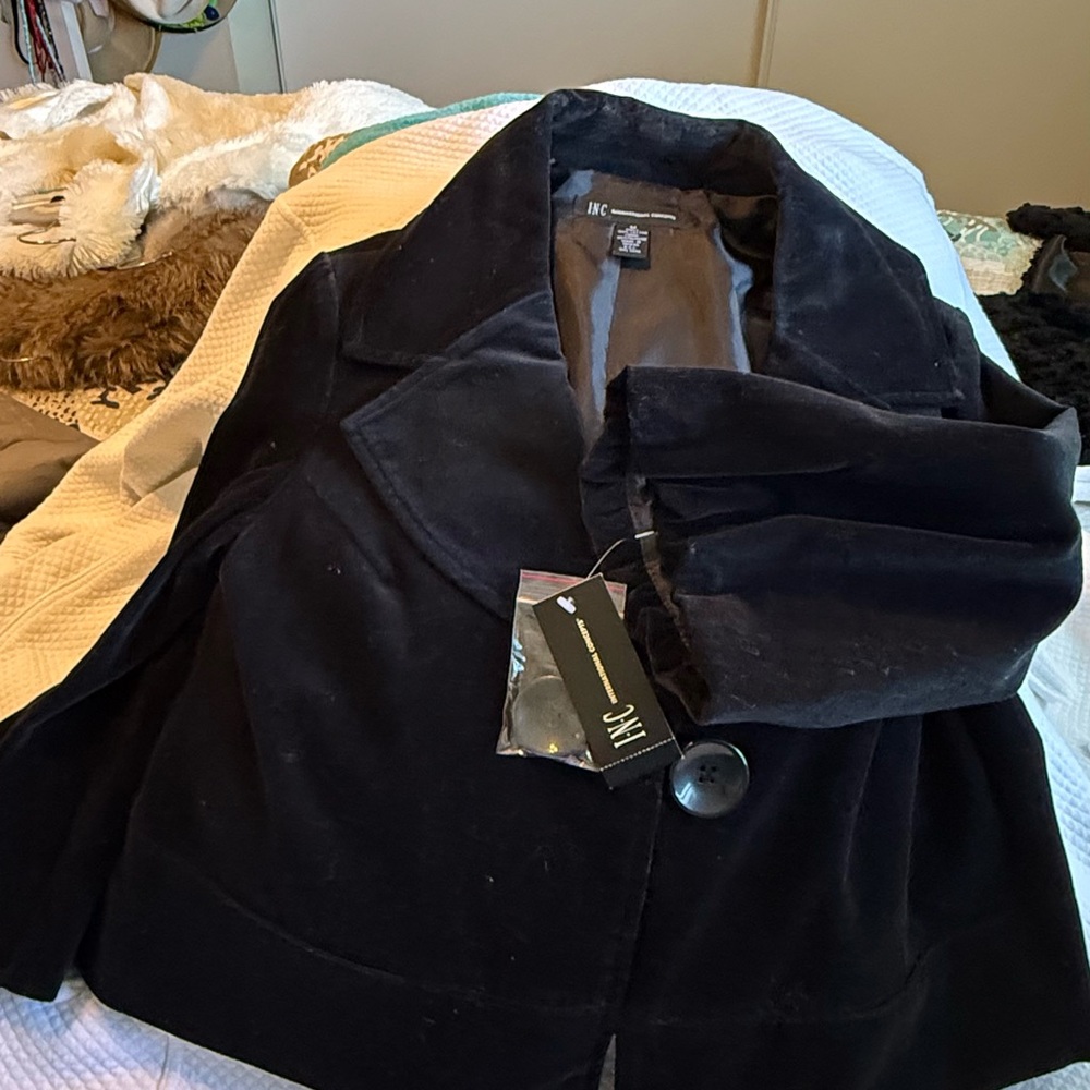 INC International Concepts Women's Black Pea Coat